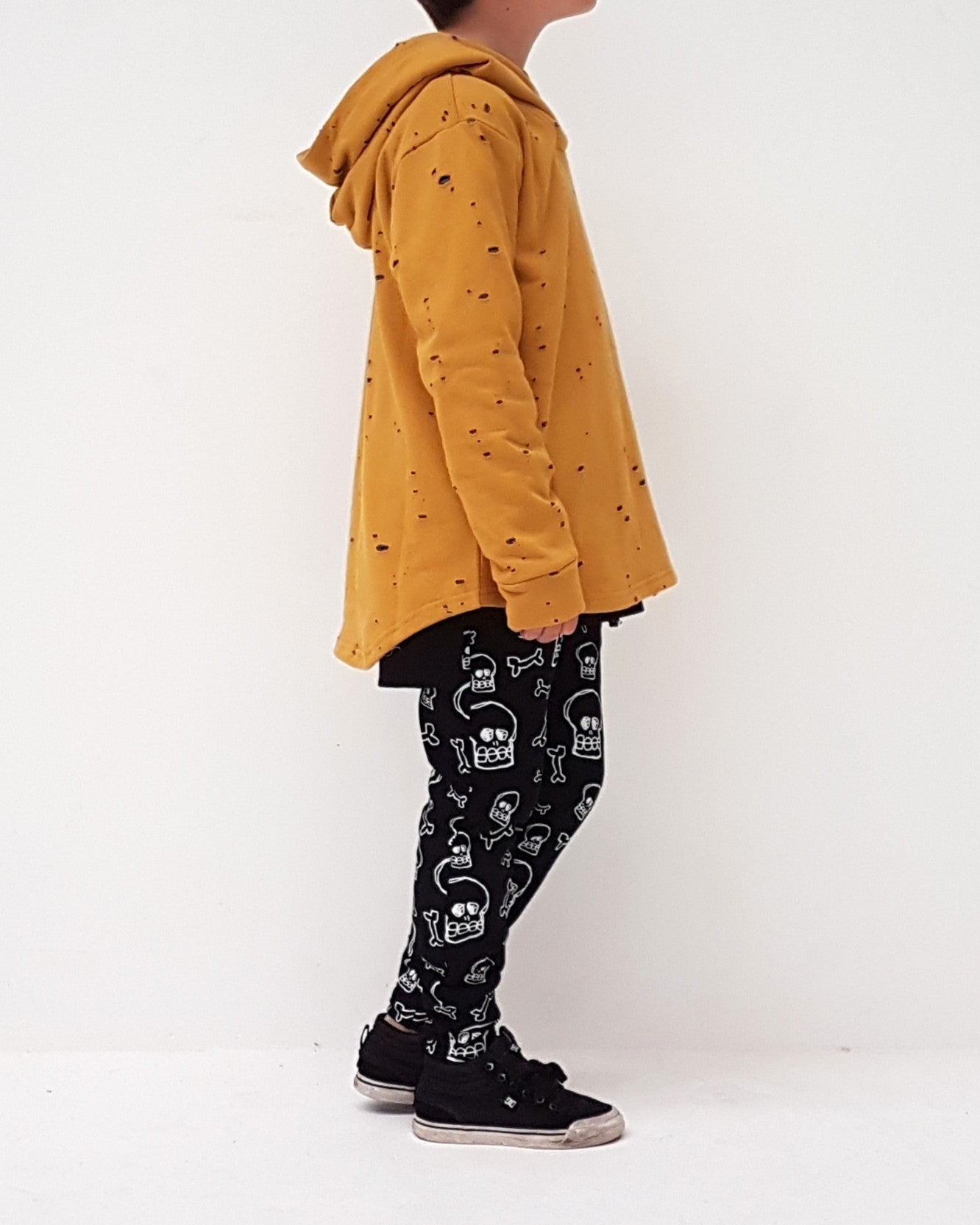 Hoodie - Mustard Distressed