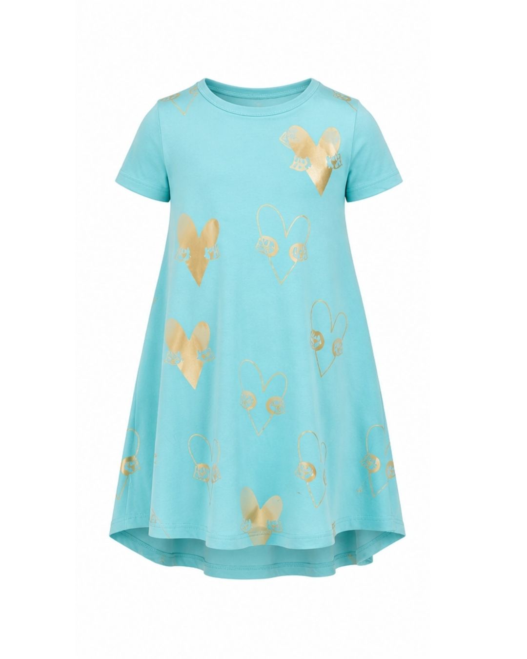 Heart Dress - Aqua & Gold