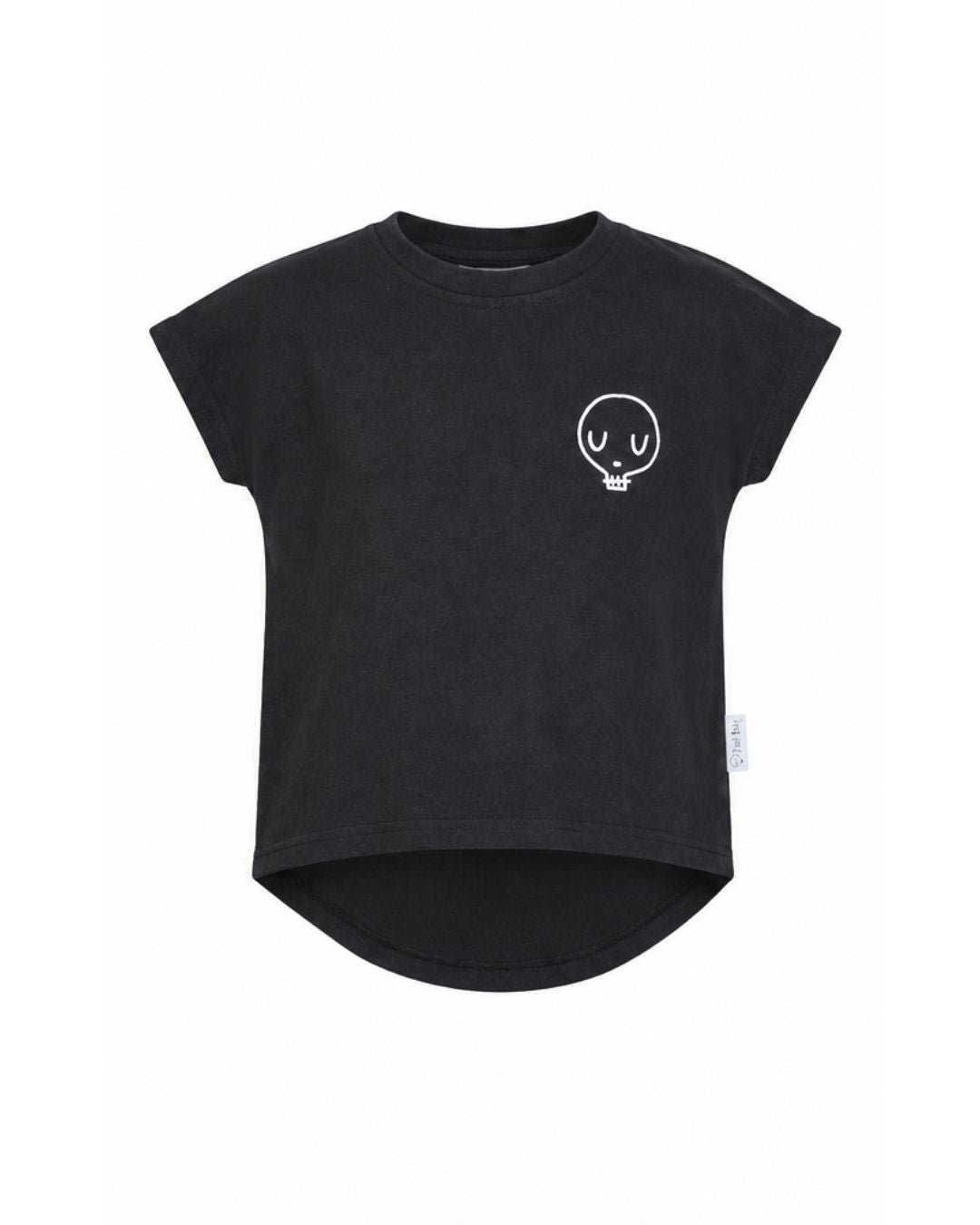 Weekend Tee - Black with Embroidered Skull