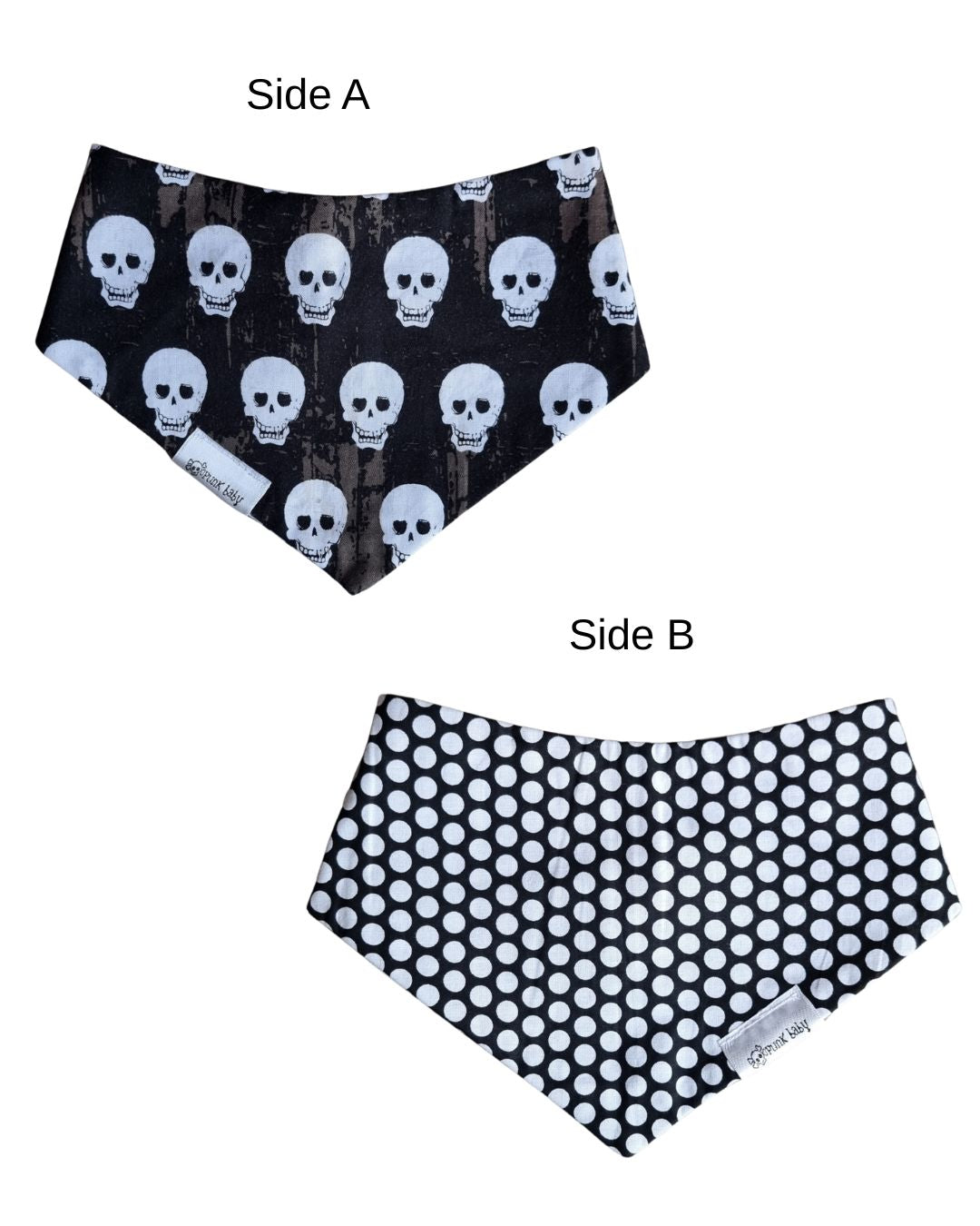 Reversible Bib - Skulls/Dots
