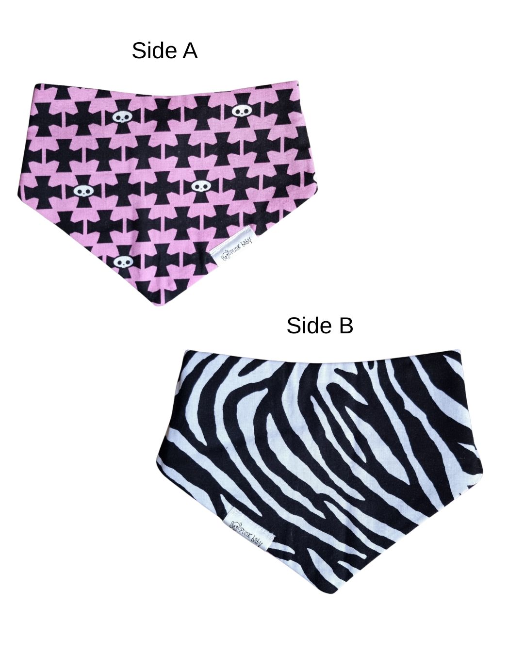 Reversible Bib - Skulls/Zebra Print