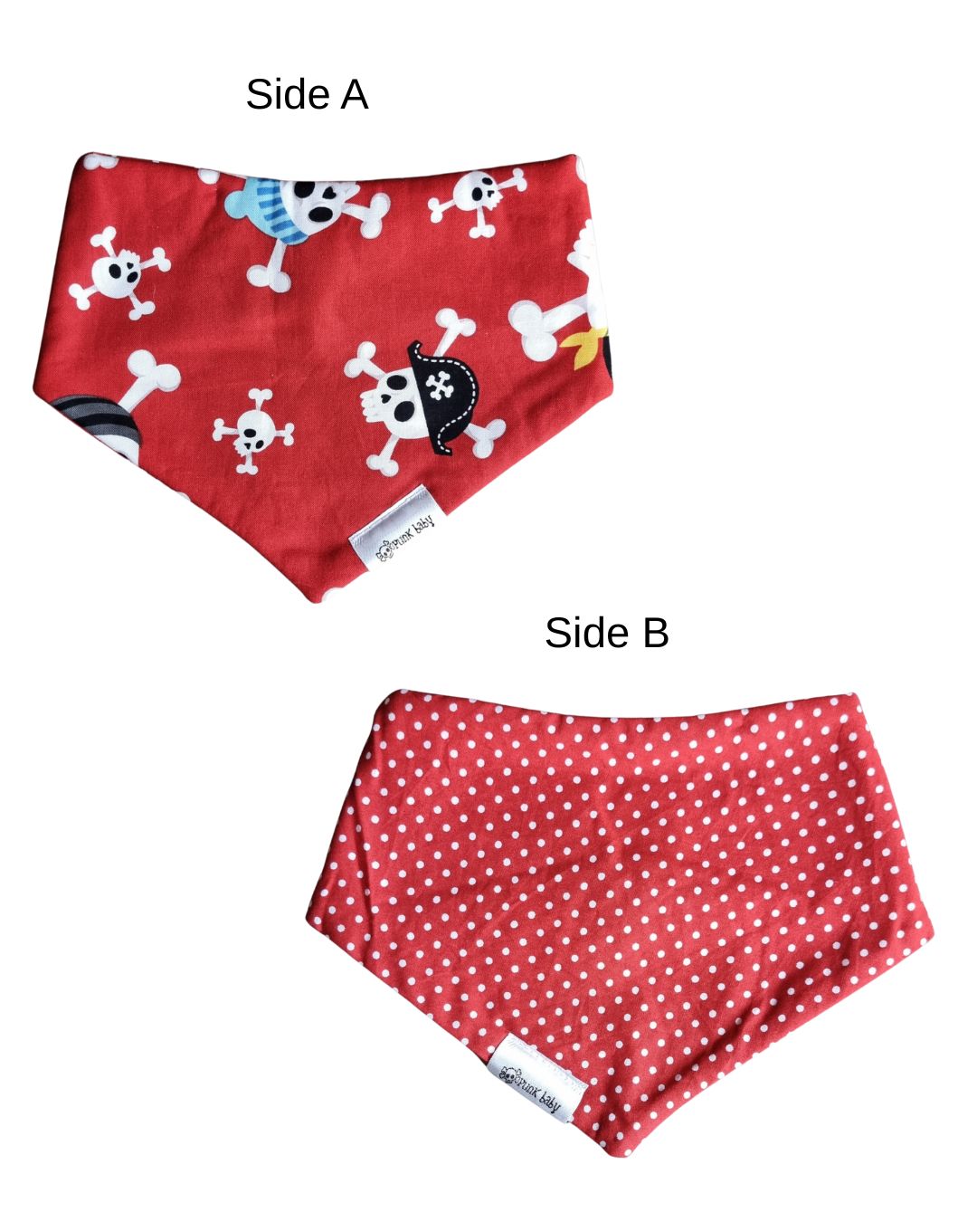 Reversible Bib - Red Pirates/Dots