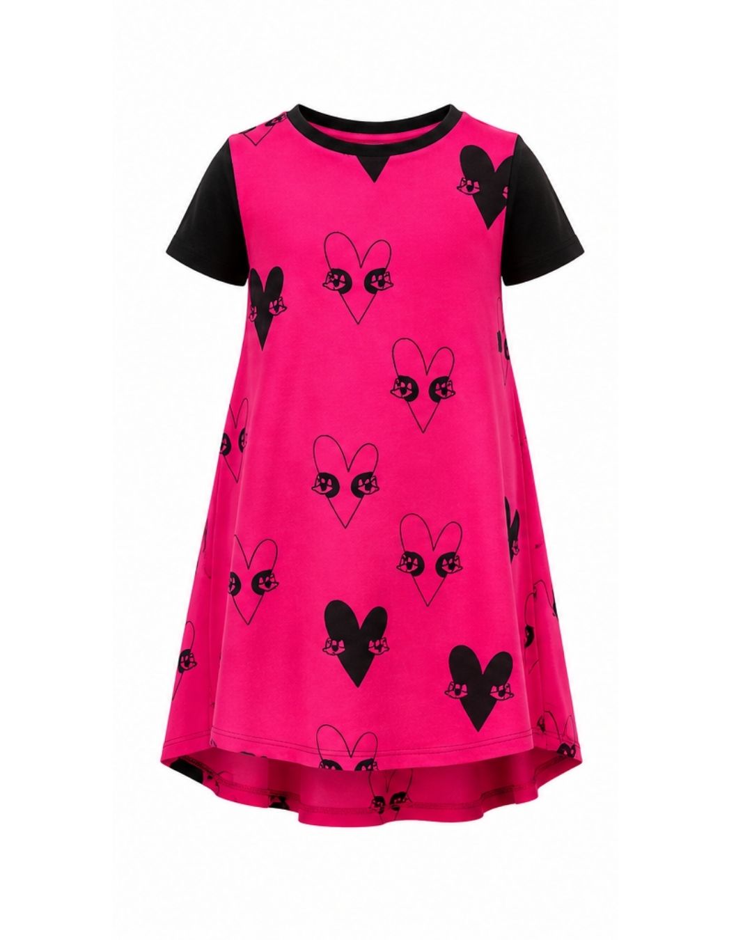 Heart Dress - Hot Pink & Black