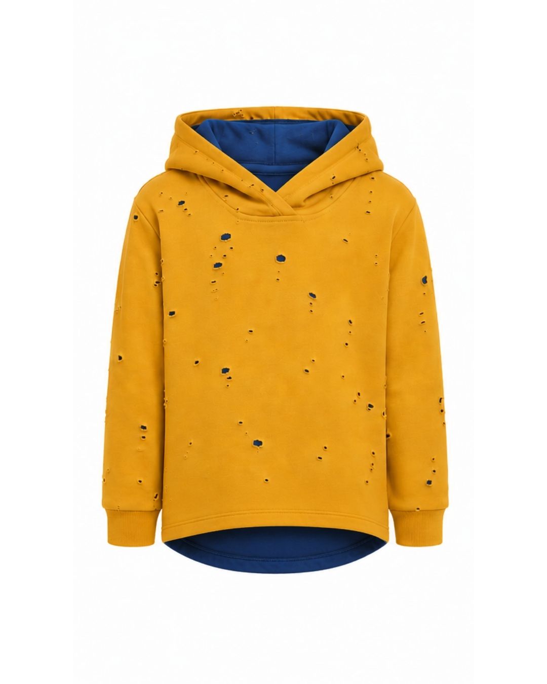 Hoodie - Mustard Distressed