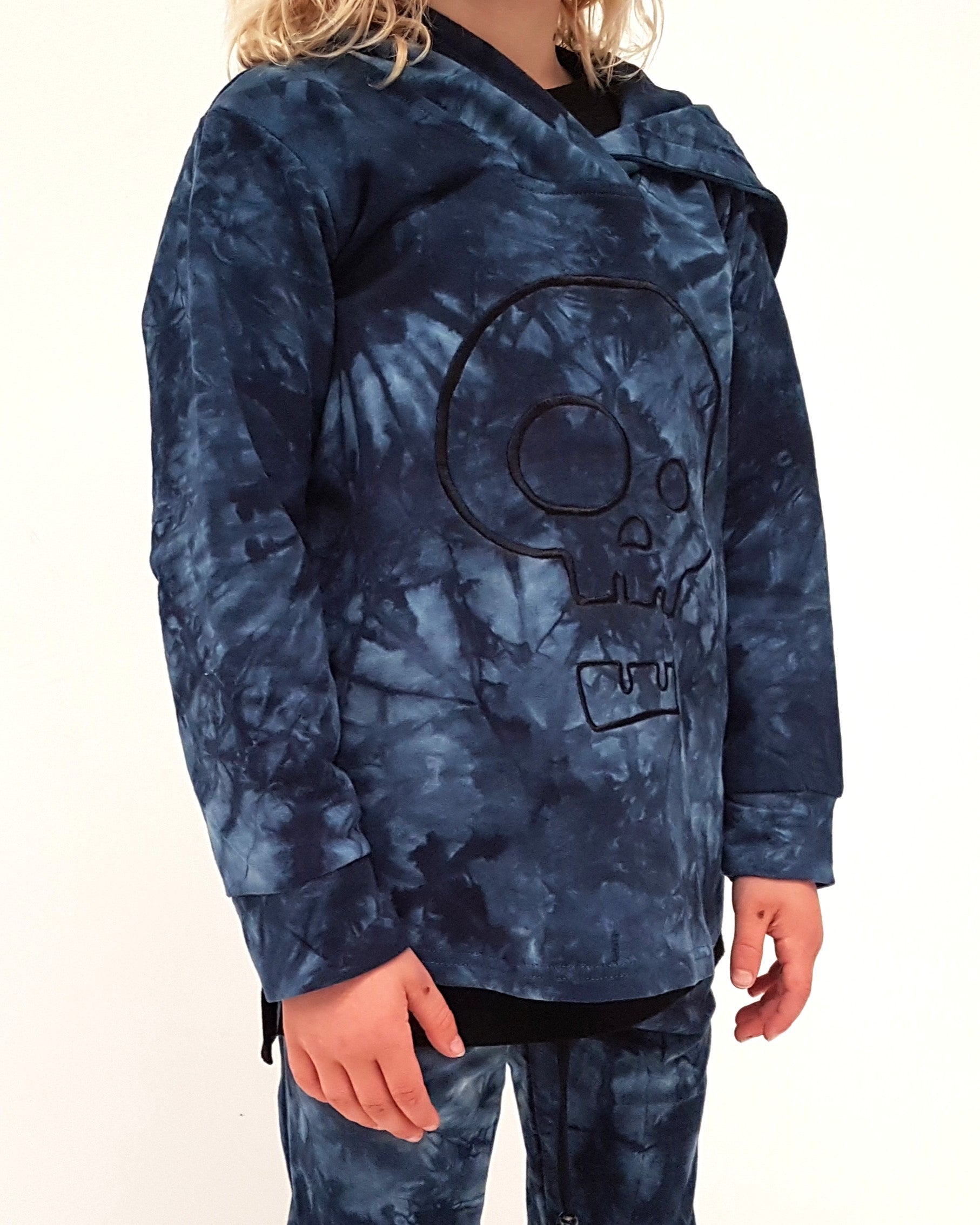 Hoodie - Blue Skull Tie Dye