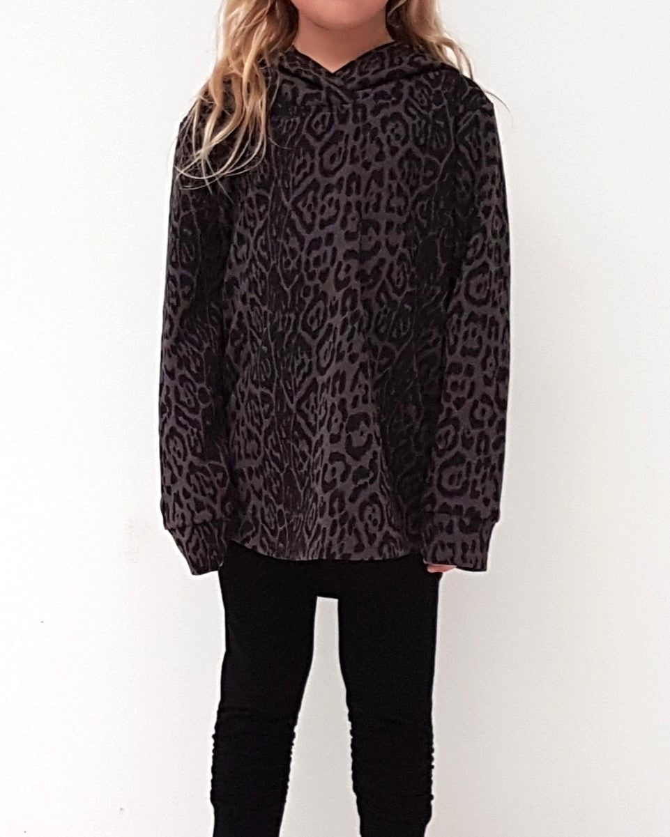 Hoodie - Grey Leopard