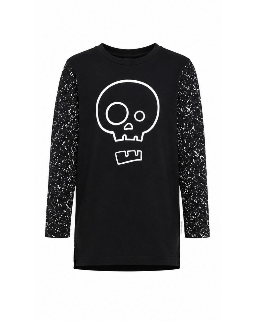 Longsleeve Tall Tee - Black Splatter Skull Tee