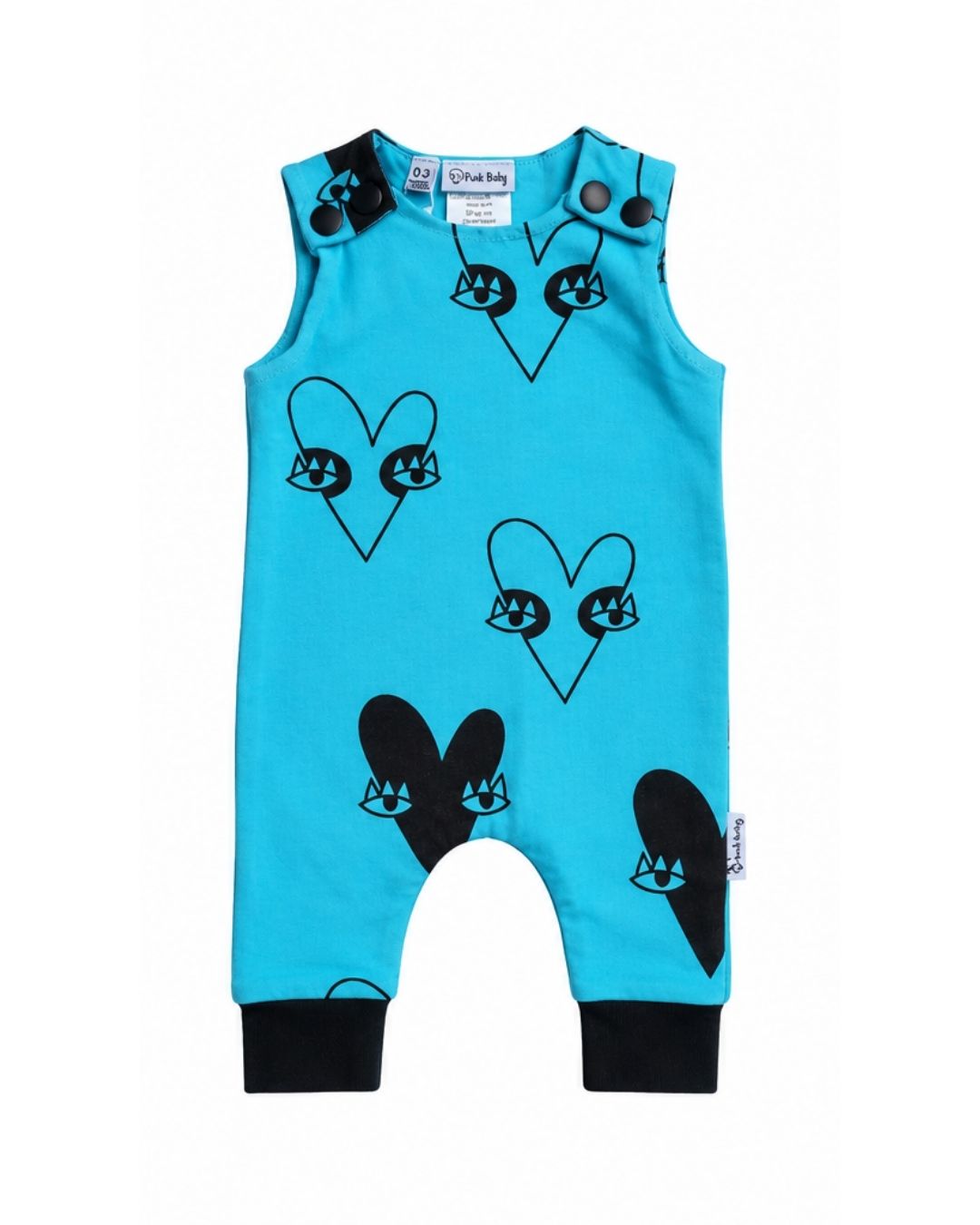 Long Romper - Aqua Hearts