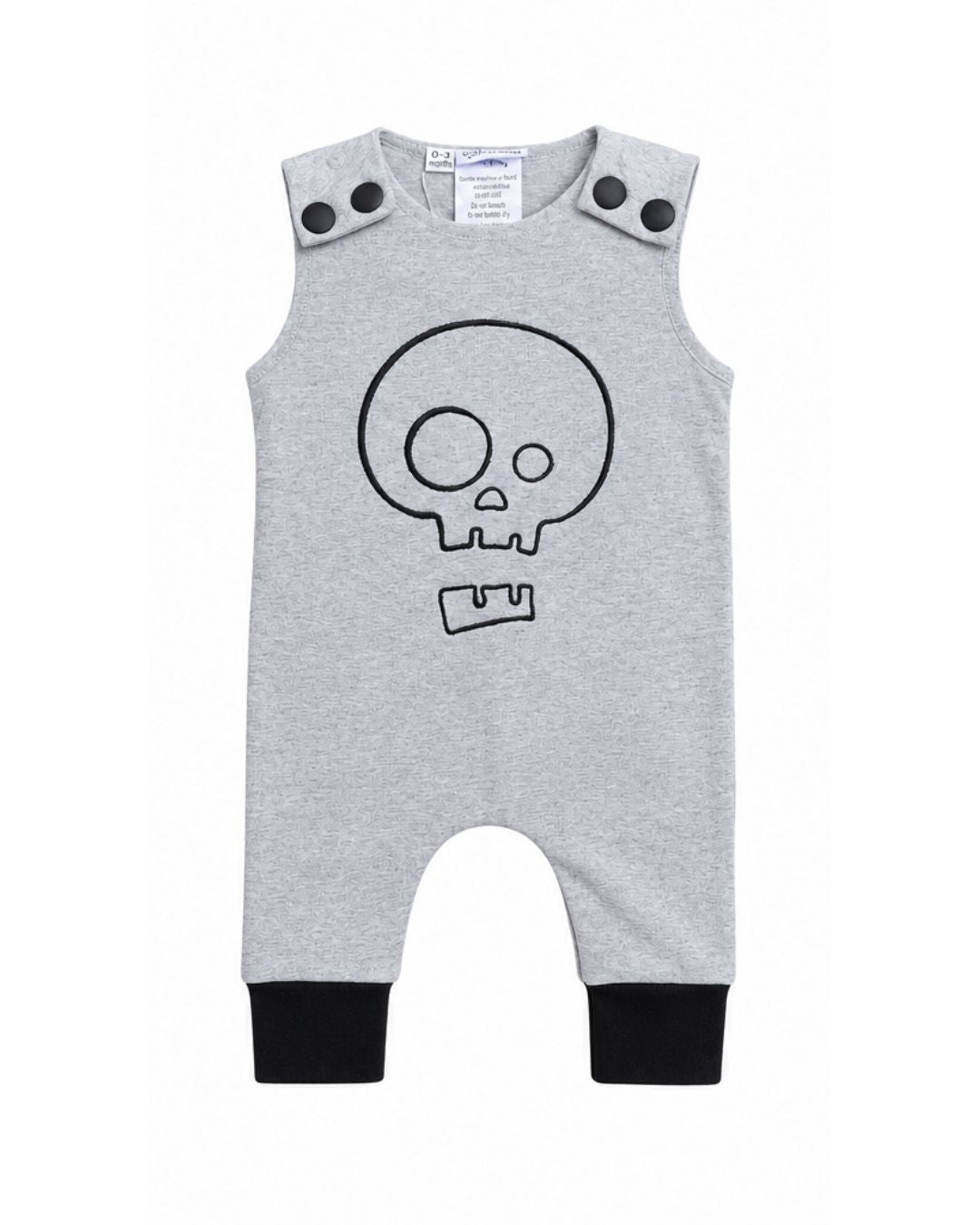 Long Romper - Grey Skull