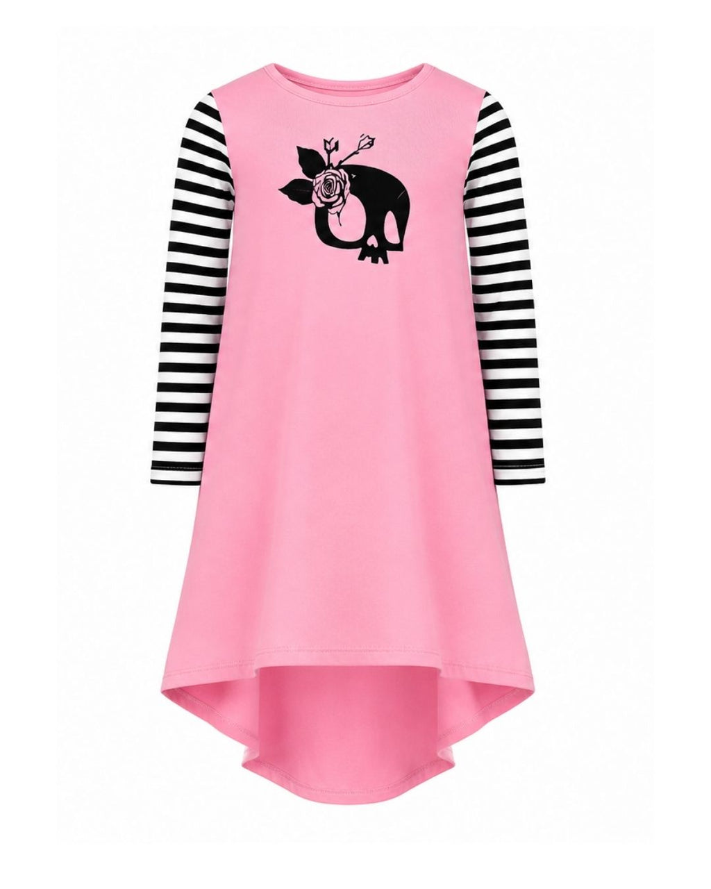 Long Sleeve Dress - Pink Skull