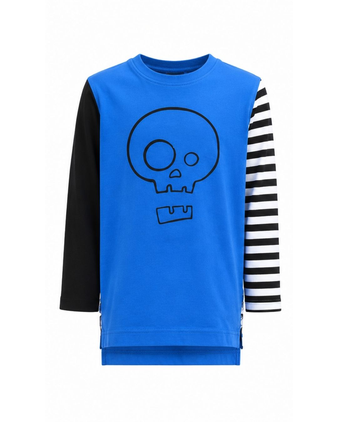 Longsleeve Tall Tee - Blue with Mismatched Sleeves