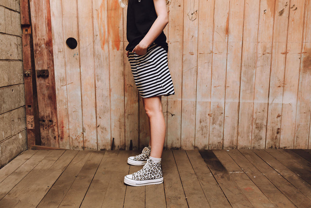 Kaitlyn Skirt - Black & White Stripes