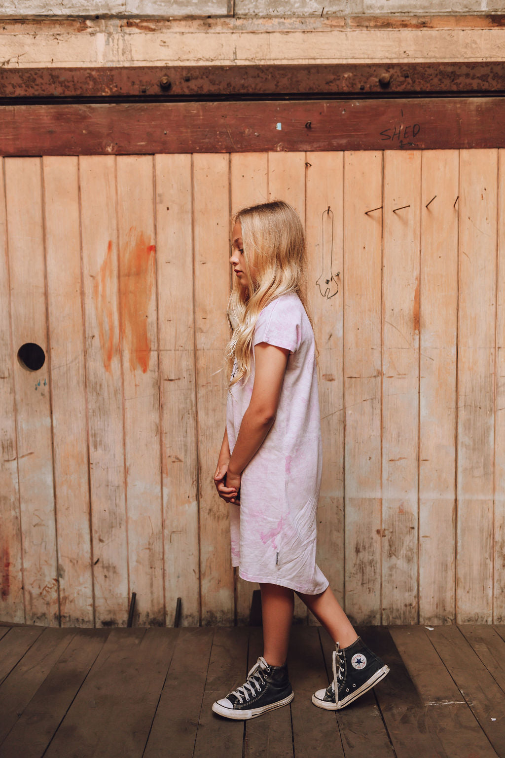 Weekend Tee Dress - Lilac Tie Dye Heart