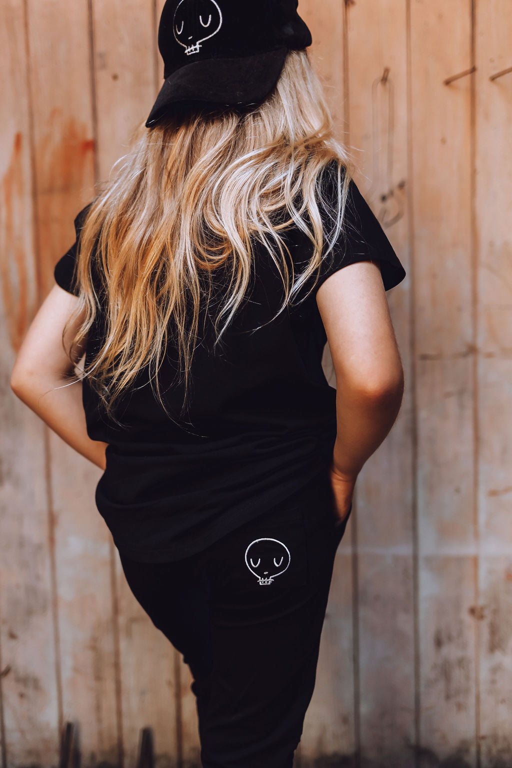 Joggers - Black with Embroidered Skull
