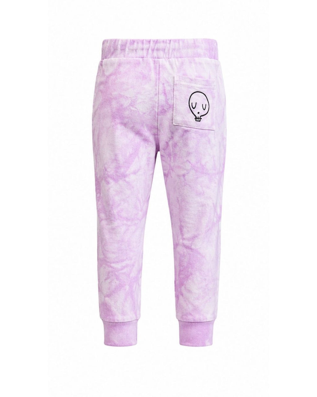 Joggers - Lilac Tie Dye with Embroidered Skull