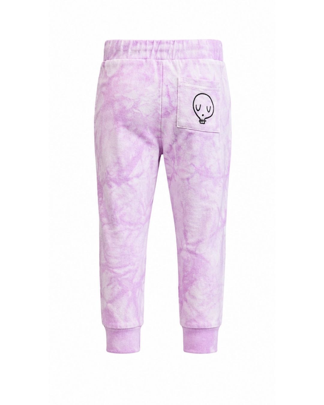 Joggers - Lilac Tie Dye with Embroidered Skull