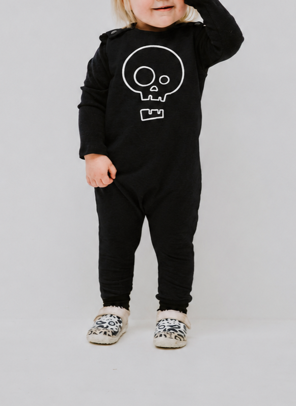 Long Romper - Black Skull