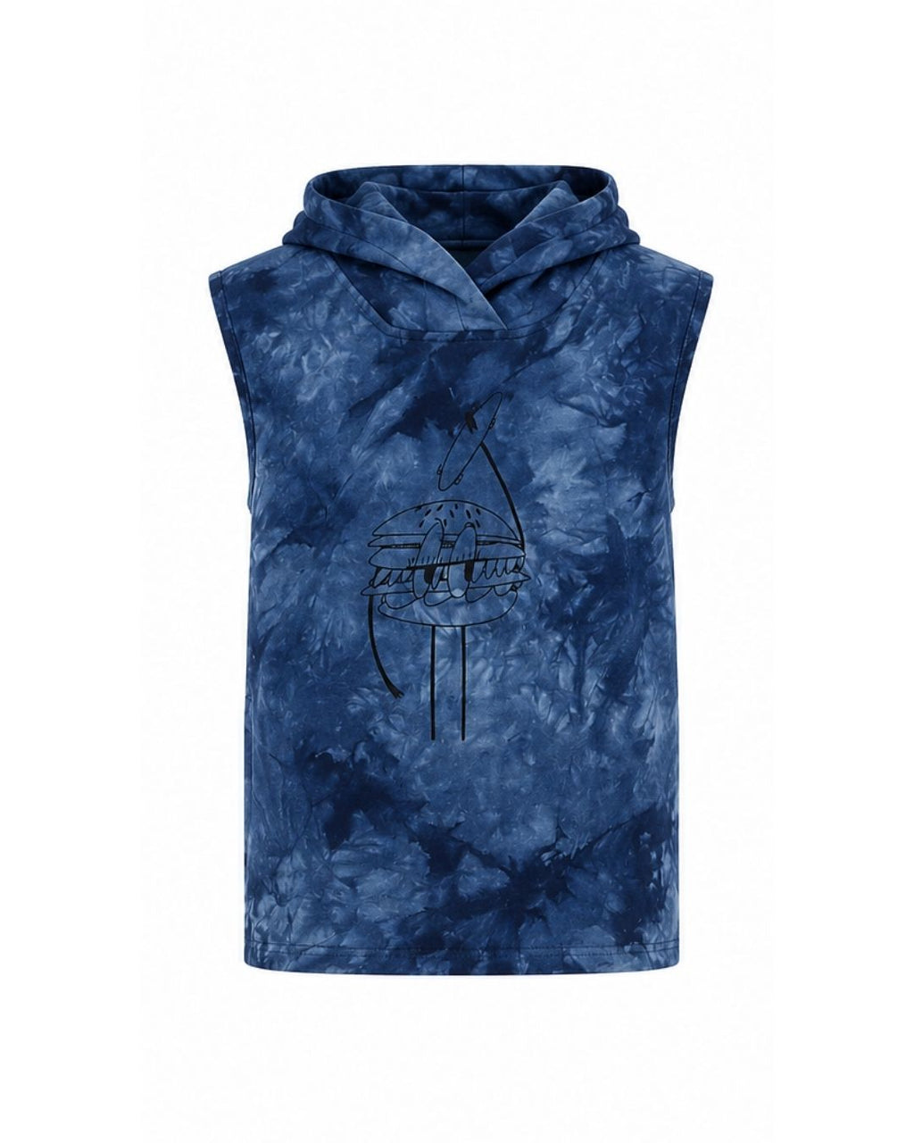 Sleeveless Hoodie - Hamburger Tie Dye