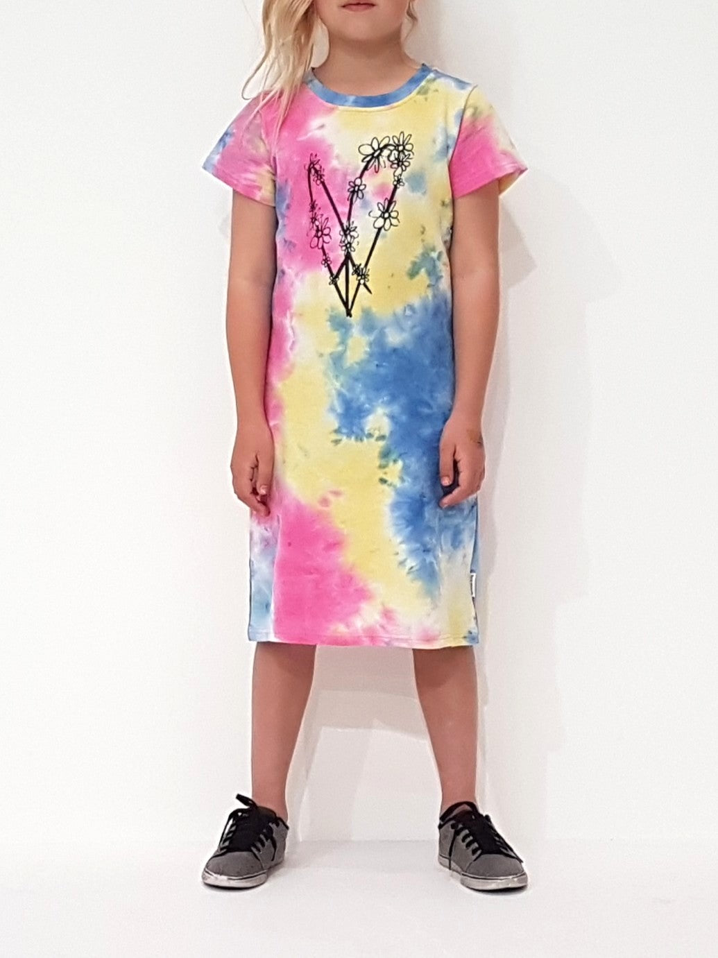 Tee Shirt Dress - Tie Dye Peace Out
