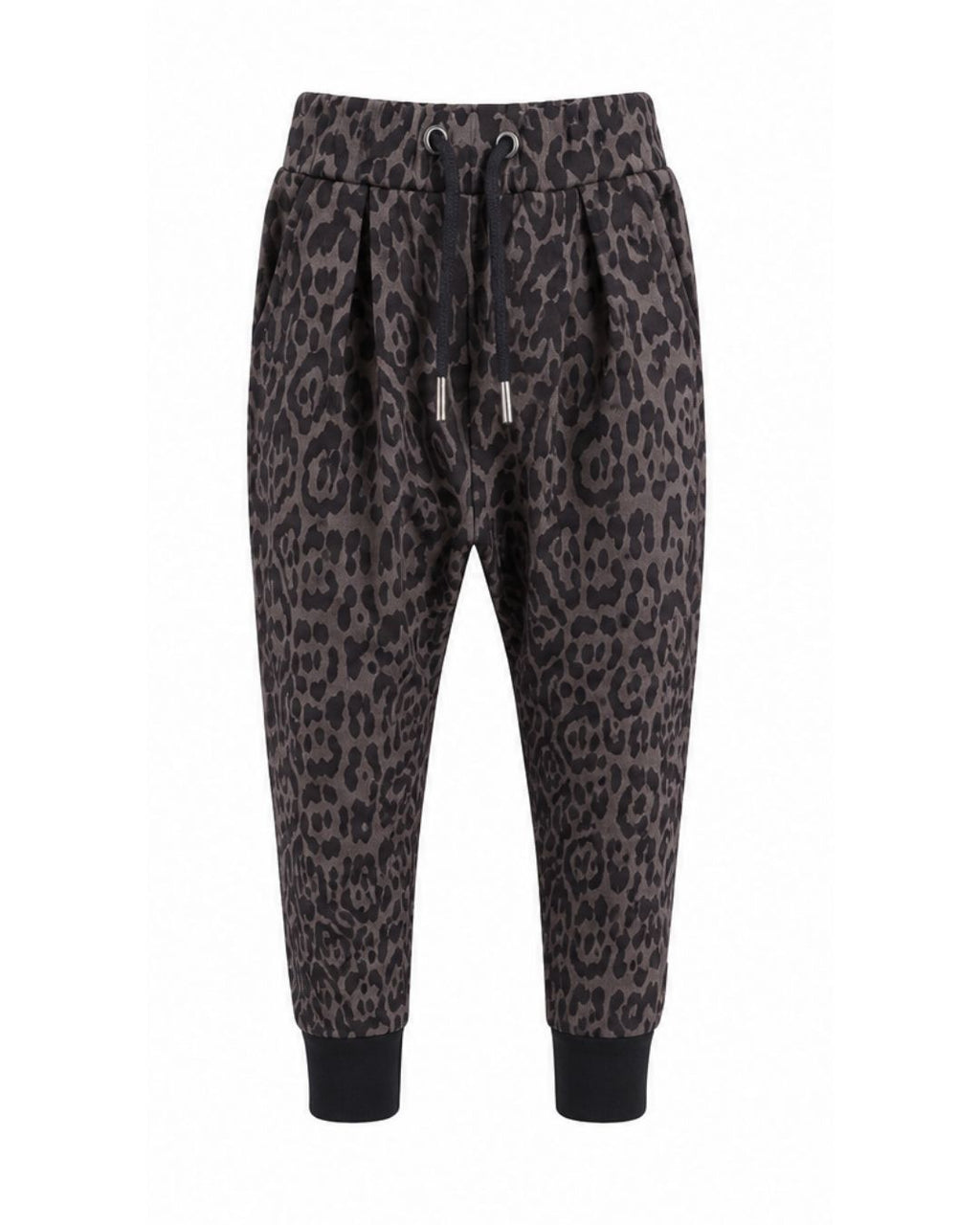 Pleat Front Joggers - Grey Leopard