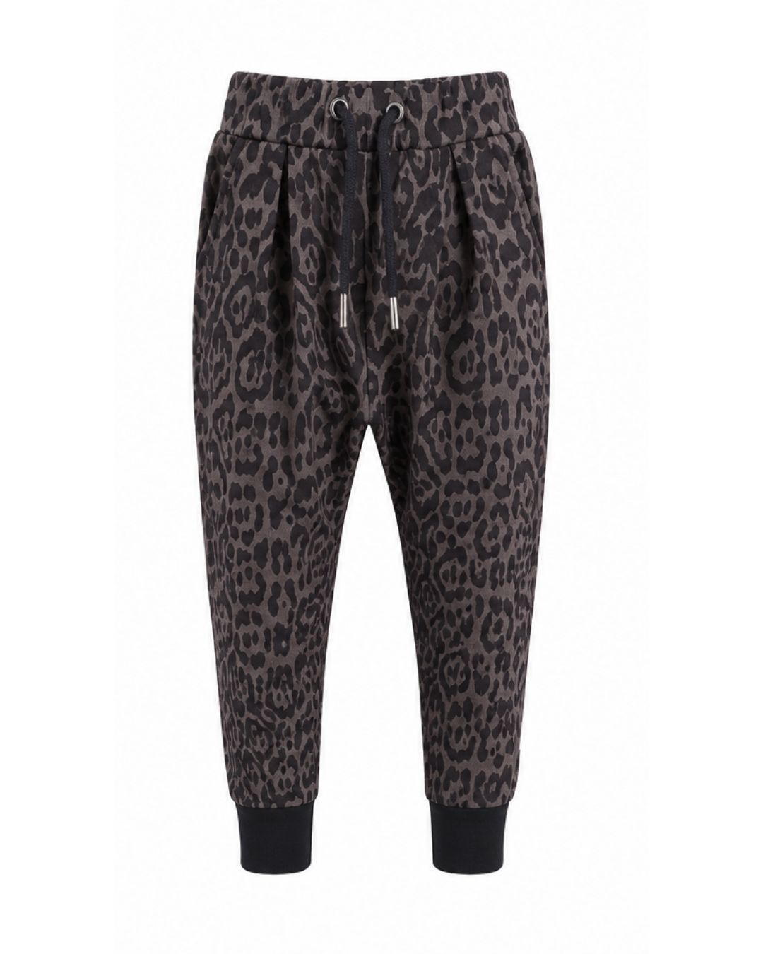 Pleat Front Joggers - Grey Leopard