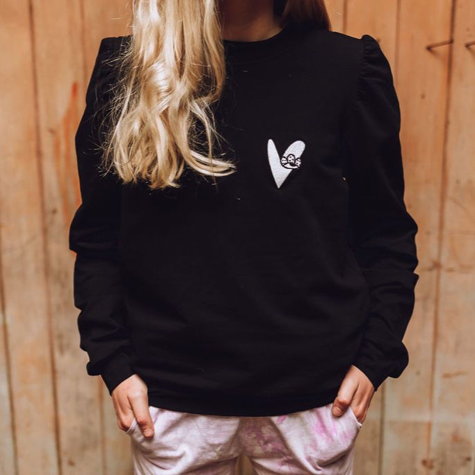 Sweater - Black with Embroidered Heart