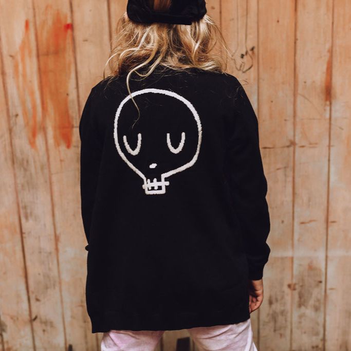 Knitted Cardigan - Black Skull
