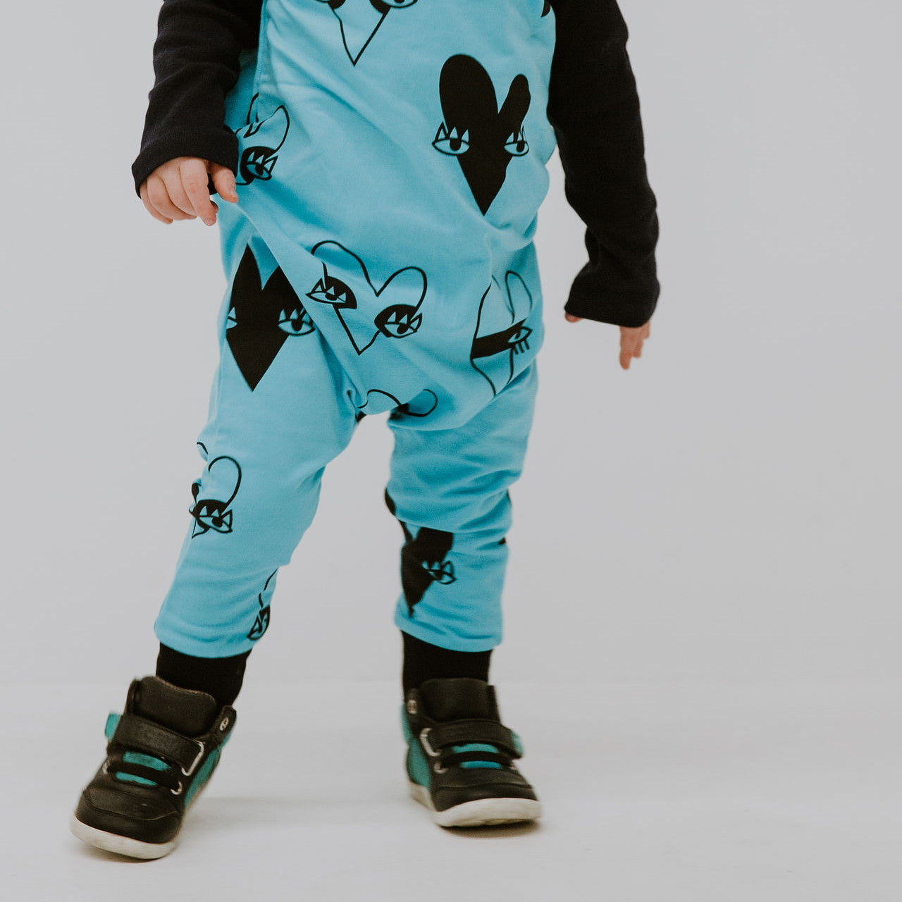 Long Romper - Aqua Hearts
